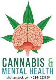 Poster design with cannabis and mental health illustration