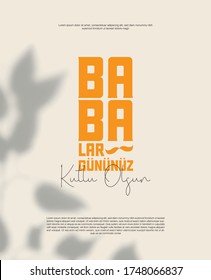 a poster design for celebrating father's day with an orange text saying 'happy father's day' and a small moustache  