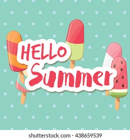 Poster design with colorful glossy ice cream, vector illustration