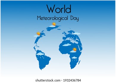 Poster design concept World meteorological day with climate and weather change with globe on a black background.