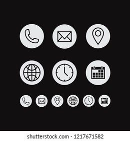 Poster design contact  white icon set