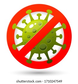 Poster design with coronavirus cell and stop sign