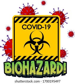 Diseño de afiches para el tema del coronavirus con la ilustración del signo de riesgo biológico