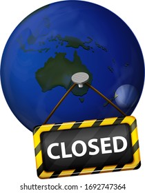 Poster design for coronavirus theme with earth being closed illustration