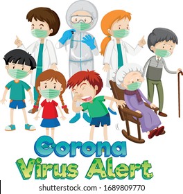 Diseño de afiches para el tema del coronavirus con muchas ilustraciones de personas enfermas