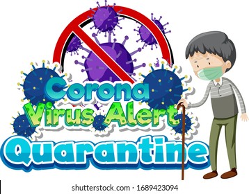 Poster design for coronavirus theme with old man being sick illustration