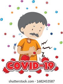 Diseño de afiches para el tema del coronavirus con ilustración de hombre enfermo