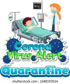 Poster design for coronavirus theme with sick boy in hospital illustration