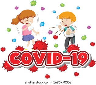 Poster-Design zum Thema Coronavirus mit zwei kranken Kindern, Illustration