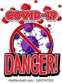 Poster design for coronavirus theme with virus cells and stop sign illustration