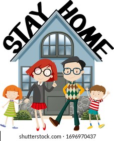 Poster design for coronavirus theme with word stay home illustration