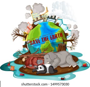 Poster design with crisis on earth illustration