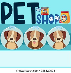 Poster design with cute dogs illustration