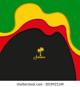 Poster Design with Cutout Paper Effect. Vector Illustration of Rastafarian Flag Colors.