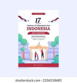 Poster design of decorating gapura to celebrate of Indonesian independence day