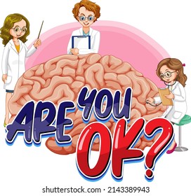 Poster design with doctors and brain illustration