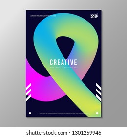 Poster design. Electro party flyer. Fluid neon color cover. Vector illustration of abstract gradient liquid shape. Club invitation template. Modern desi