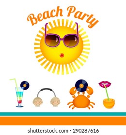  poster with design elements for beach party 