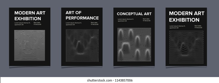 Poster for design event, art exhibition, music event. Invitation cards with glitched frames.