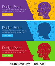 Poster design for event, online course, training, workshop. Banner design of ideas. Head ideas of layout for event, training. Design ideas for hackathon event. Design layour for event, training.  