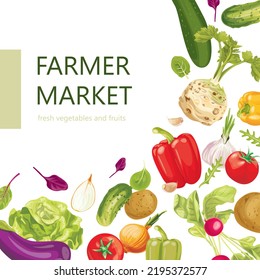 Poster design for farmers market. Vector illustration