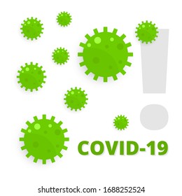 poster design with flat illustration covid nineteen character