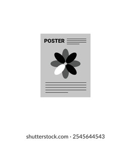 Design de cartaz com ícone de flor vetor no fundo branco