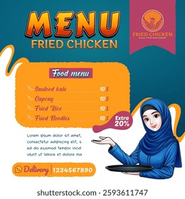 Poster design for fried chicken and fast food restaurants
