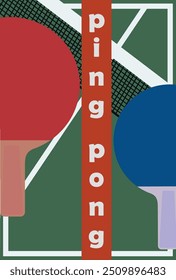 Poster design for the game of ping pong. Table tennis case. Vector flat illustration.
Ping pong table tennis. Poster