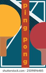 Diseño de póster para el juego de ping pong. Estuche de tenis de mesa. Ilustración plana de Vector.
Ping pong tenis de mesa. Póster