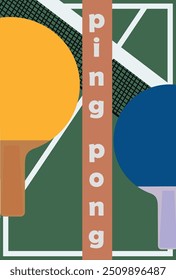 Poster design for the game of ping pong. Table tennis case. Vector flat illustration.
Ping pong table tennis. Poster