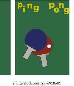 Poster design for the game of ping pong. Table tennis case. Vector flat illustration. Ping pong table tennis. Poster