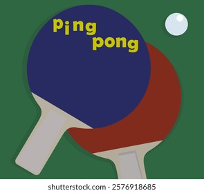 Poster design for the game of ping pong. Table tennis case. Vector flat illustration. Ping pong table tennis. Poster