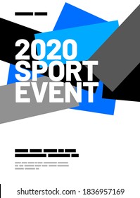 Poster design with geometric squares for sports event, competition or championship. Sports background.