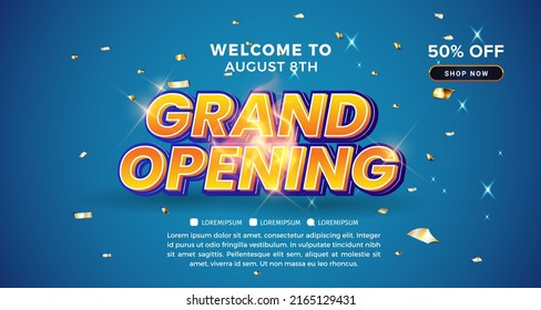 Poster design. Grand opening shop, colorful display illustration