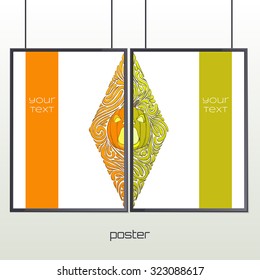 Poster Design with hand drawn pumpkin. Located on the white background