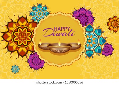 Poster design for happy diwali festival illustration