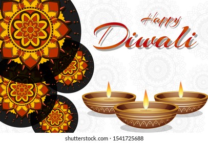 Poster design for happy Diwali illustration