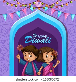 Poster design for happy Diwali  illustration