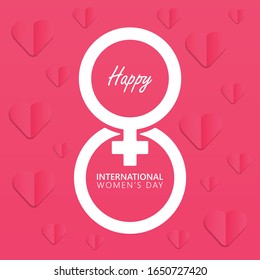 Poster Design, Happy Women's Day 8 March Logo, Without Shadow And Love Icon