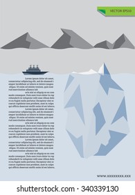 Poster design of the iceberg and the boat concept of effort.