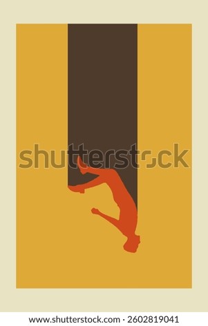 poster design with illustration of a man falling