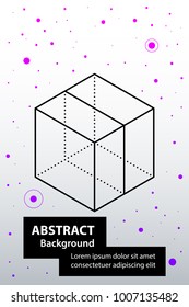 Poster design with isometric cube in modern minimalism style. Abstract background template