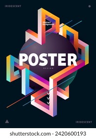 Poster design with isometric impossible colorful lines. Geometric design elements.