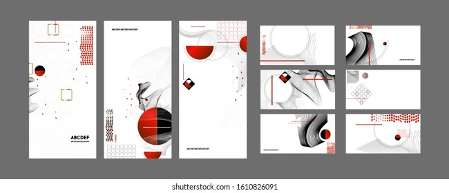 Poster design Japanese style templates set invitations to lines abstract background for book cover texture brochure