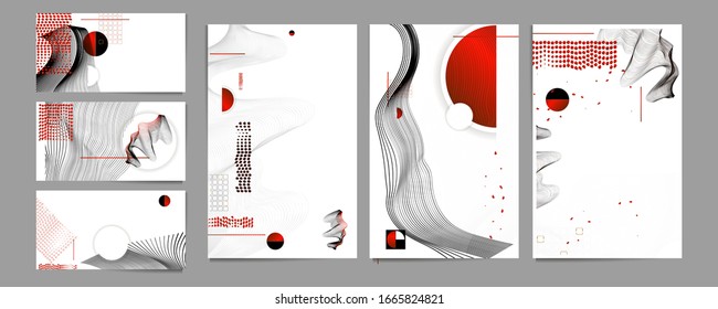 Poster design Japanese style templates set invitations to lines abstract background for book cover