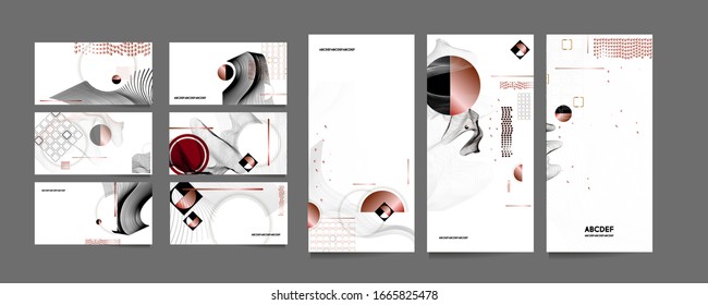 Poster design Japanese style templates set invitations to lines abstract background