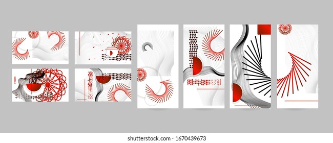 Poster design Japanese style templates set invitations to lines abstract background for book cover texture brochure