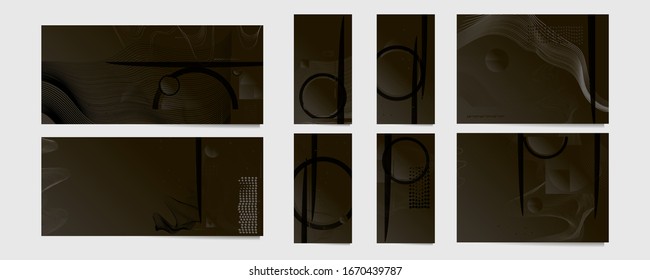 Poster design Japanese style templates set invitations to lines abstract background for book cover texture brochure