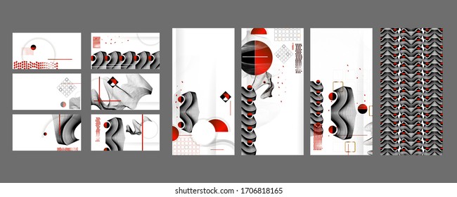 Poster design Japanese style templates set invitations to lines abstract white background for book cover texture brochure